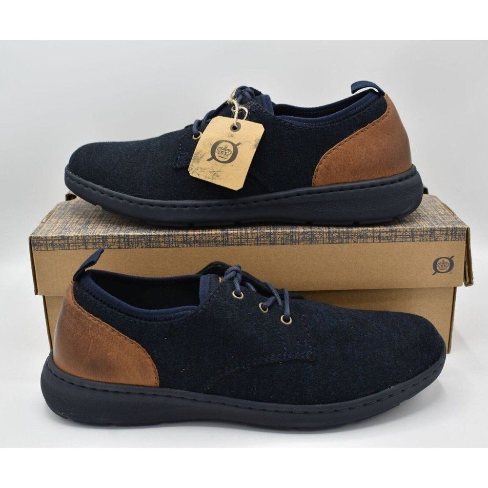 Born Mens Size 10.5 Marcus Navy Brown Wool Fabric Lace Up Casual‎ Sneakers Shoes